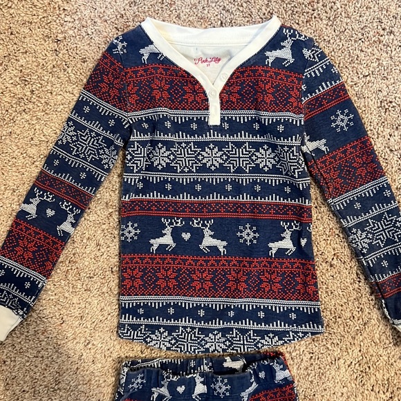 Pink Lily Red, White, and Blue Holly and Jolly Christmas Print Pajama 3T - Picture 2 of 4